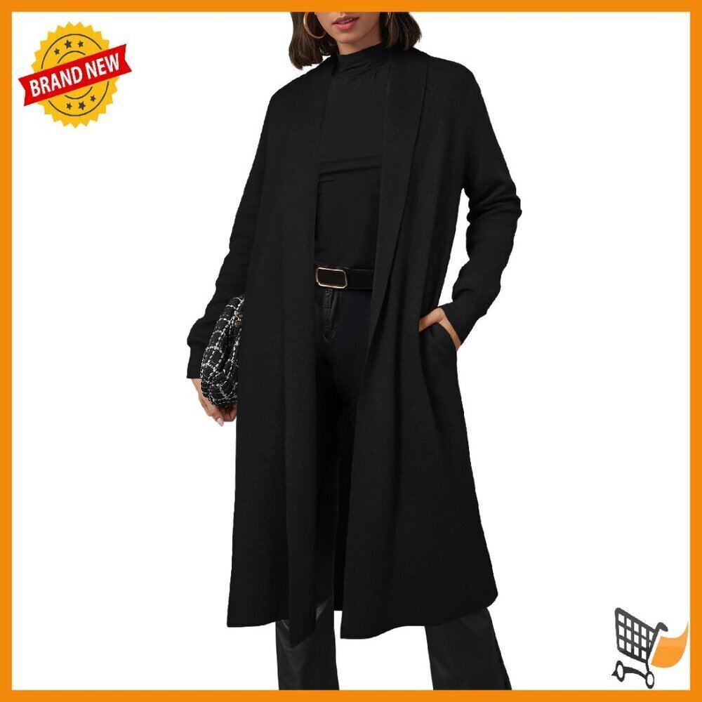 Wool Blend Maxi Cardigan Oversized Long Coatigan with Pockets